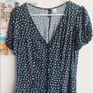 H&M green floral dress